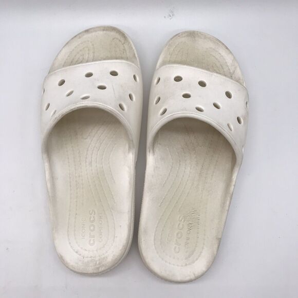 Iconic Crocs Comfort White Sandals Classic Slide Unisex M6 W8 Waterproof Shower - Picture 6 of 11
